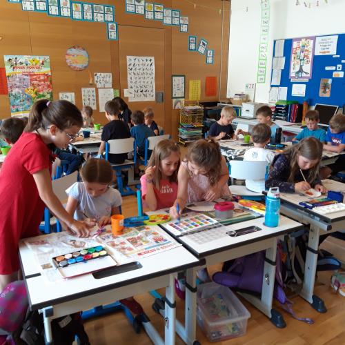 Neue Schulkinder und Buddies